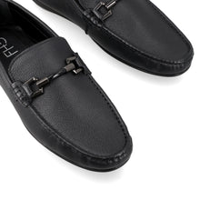 Load image into Gallery viewer, Strapped Black Moccasins