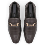 Crocodile Embossed Loafers-Brown