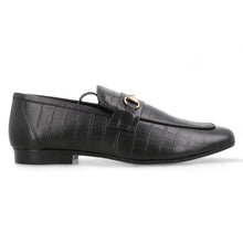Load image into Gallery viewer, Crocodile Embossed Loafers-Black