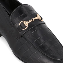Load image into Gallery viewer, Crocodile Embossed Loafers-Black