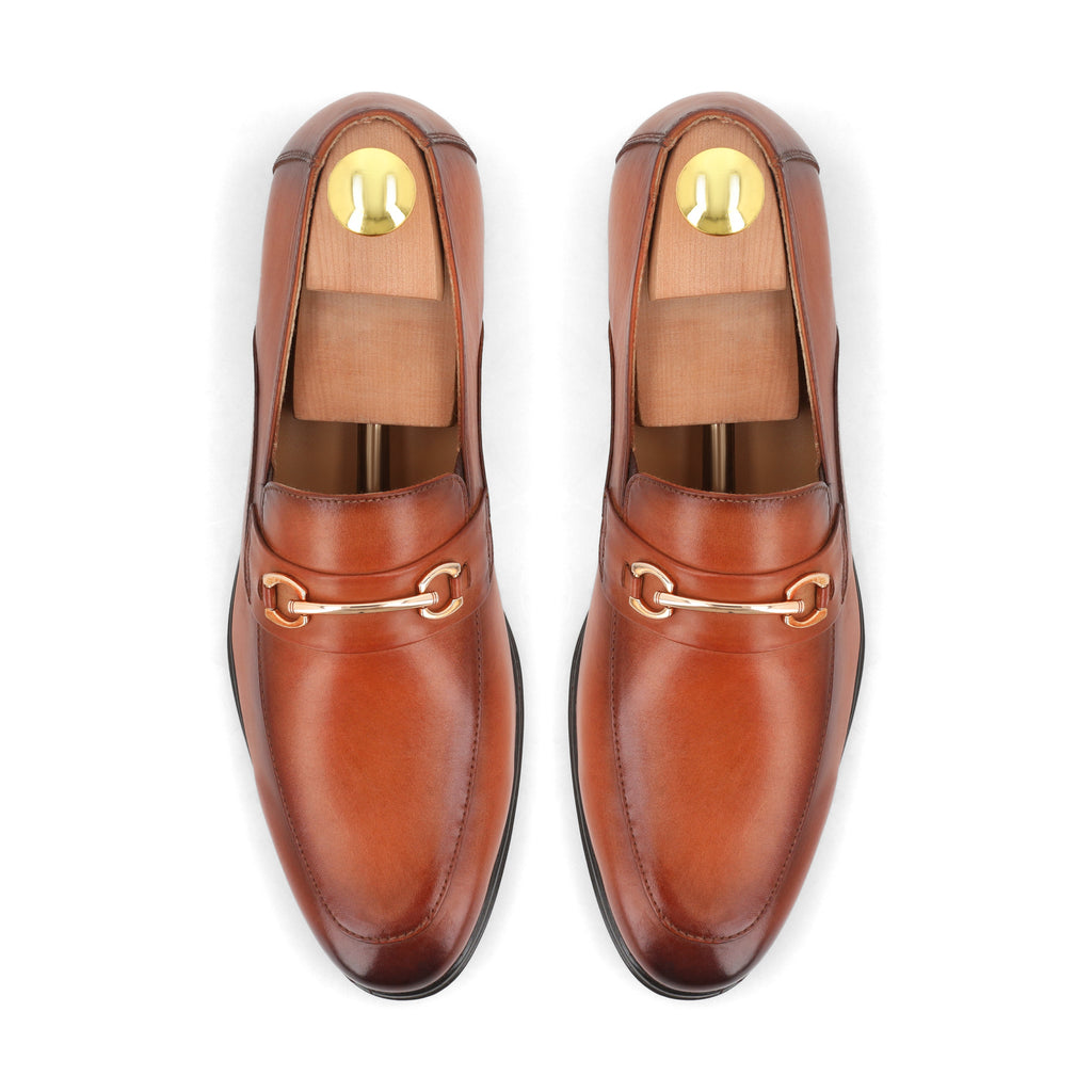 Two-Toned Buckled Loafers - Tan