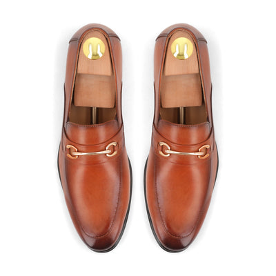 Two-Toned Buckled Loafers - Tan
