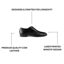Load image into Gallery viewer, Wingtip Patterned Oxfords-Black