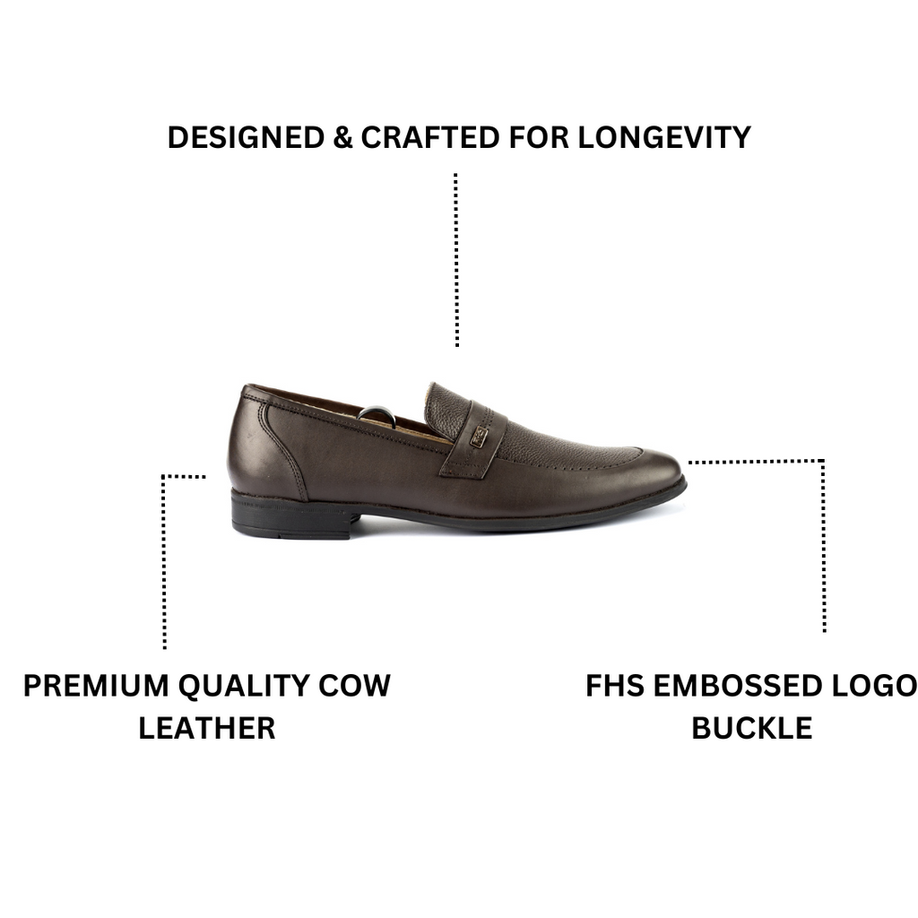 Stitched Strapped Loafers-Brown