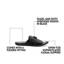 Load image into Gallery viewer, Dot Embossed Tassle Slippers-Black
