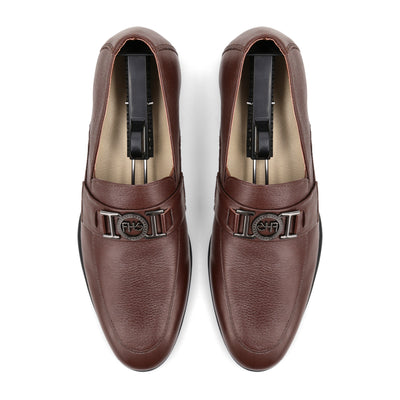 FHS Gun Metal Buckled Loafers - Brown