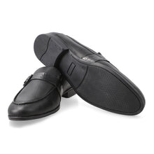 Load image into Gallery viewer, Crocodile Strapped Loafers - Black