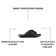 Load image into Gallery viewer, Casual Strapped Leather Slippers-Black