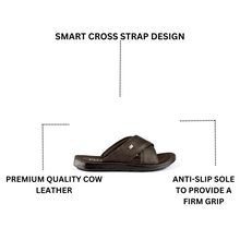 Load image into Gallery viewer, Casual Strapped Leather Slippers-Brown