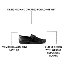 Load image into Gallery viewer, Textured Rope Buckled Moccasins-Black