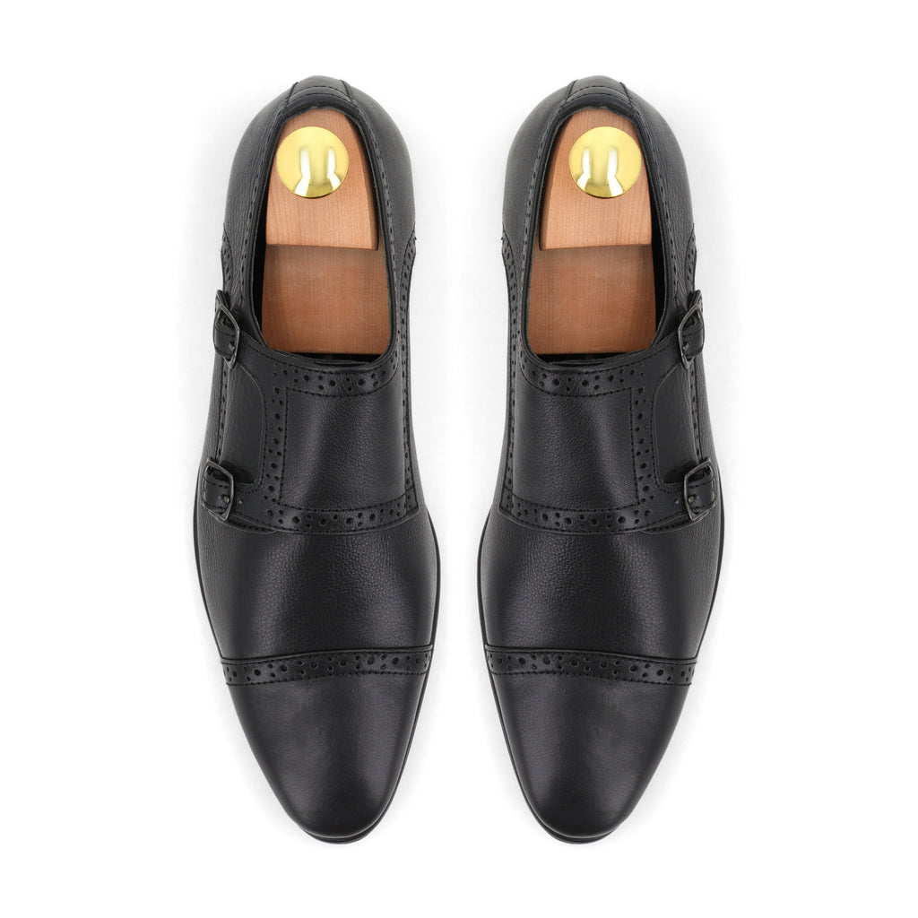 Double Monk Strap Loafers - Black