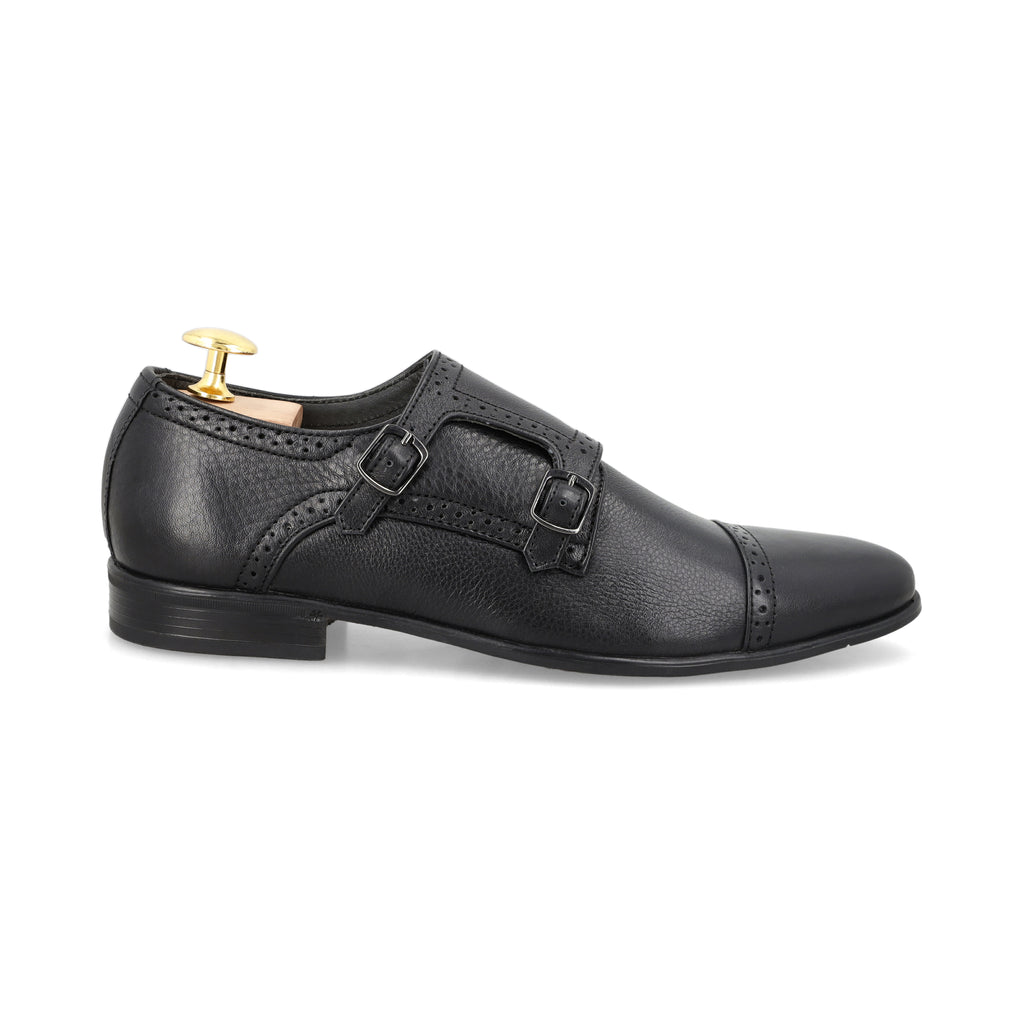 Double Monk Strap Loafers - Black