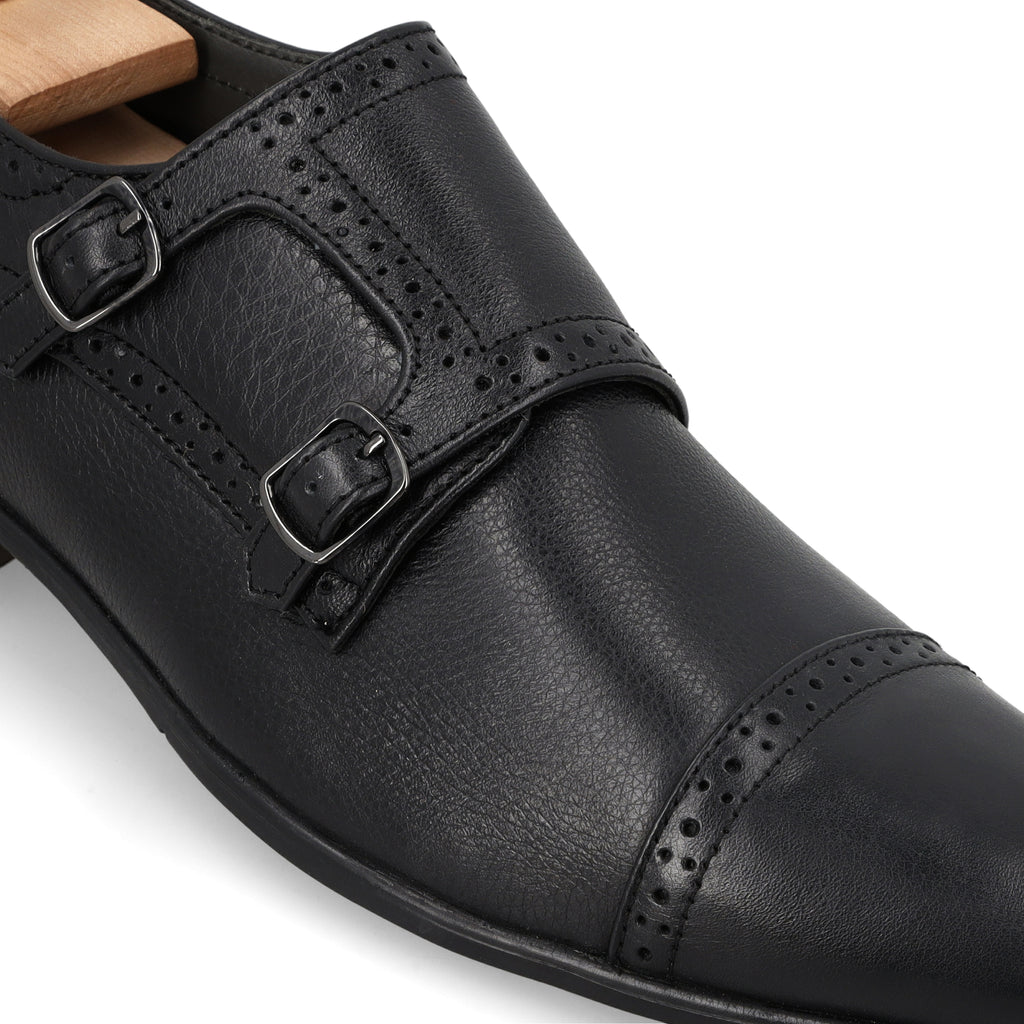 Double Monk Strap Loafers - Black