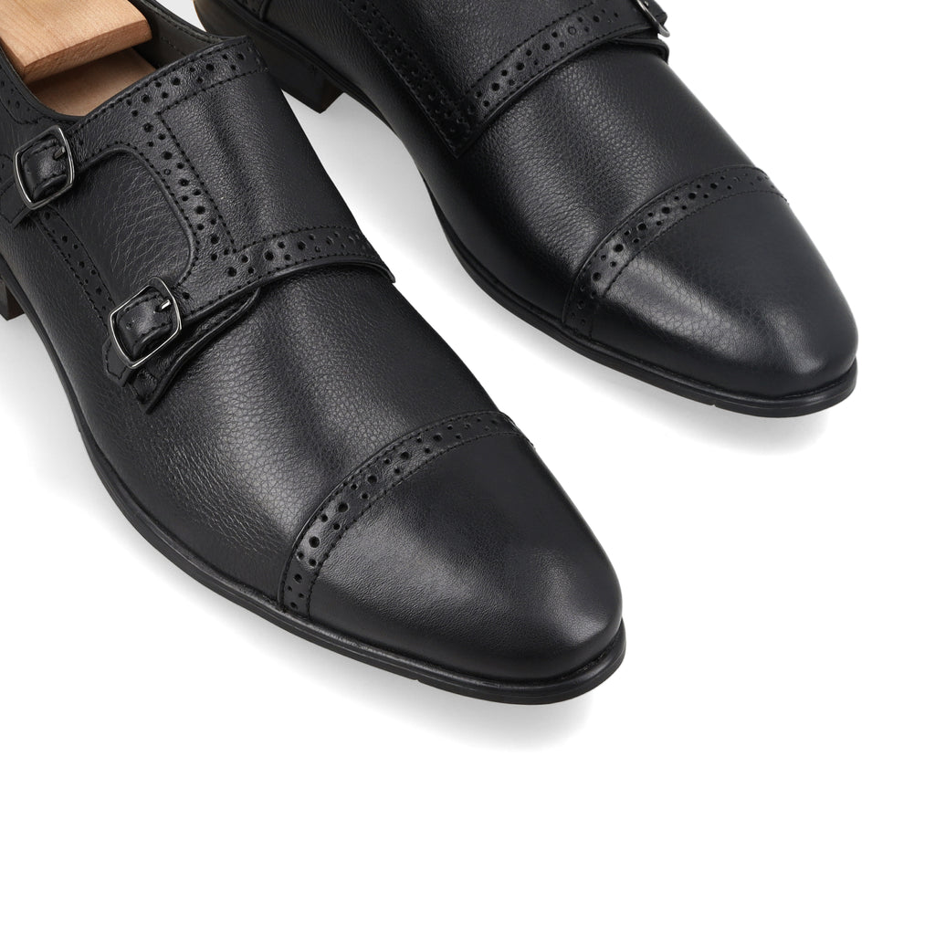 Double Monk Strap Loafers - Black