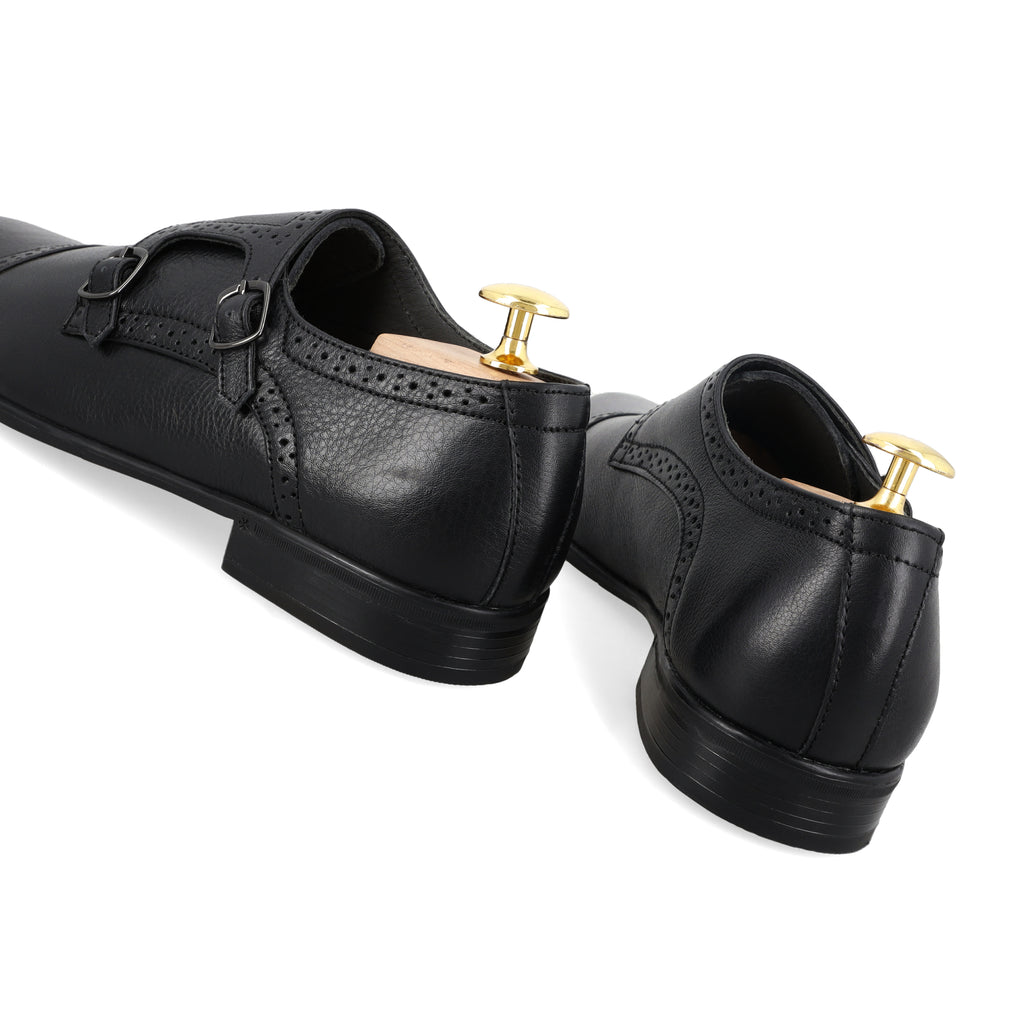 Double Monk Strap Loafers - Black