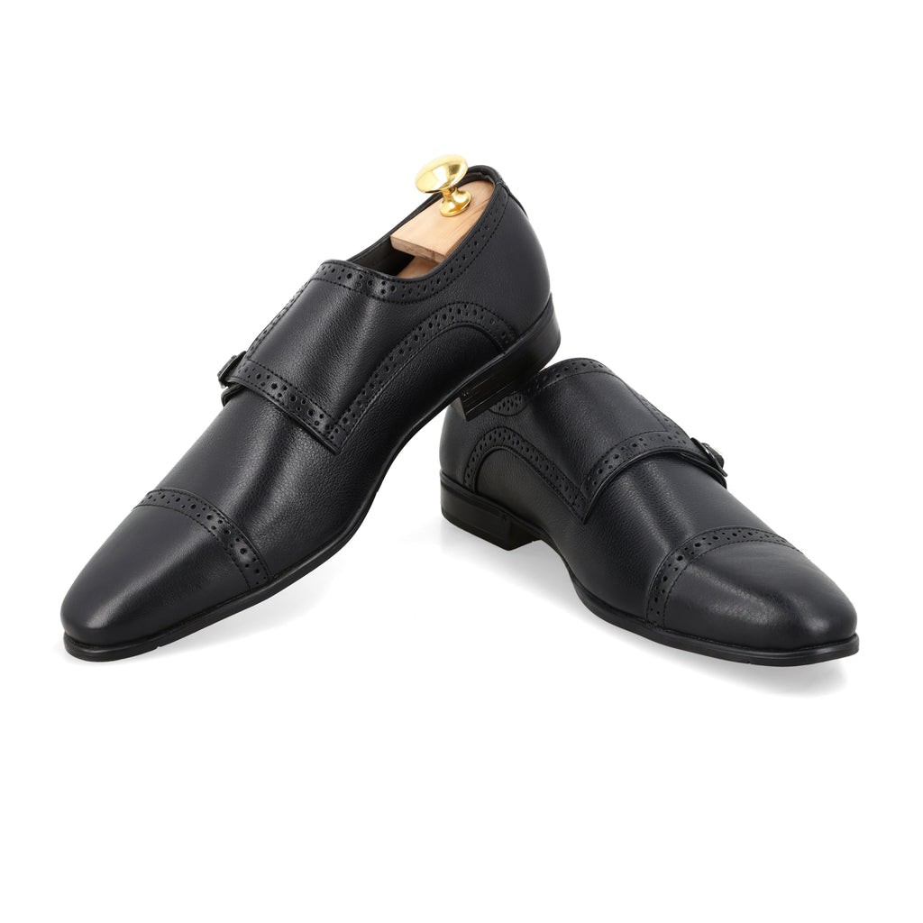 Double Monk Strap Loafers - Black