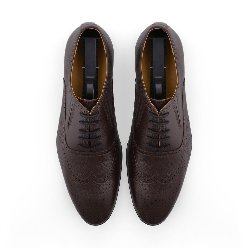 Brogue Dotted Oxfords-Brown
