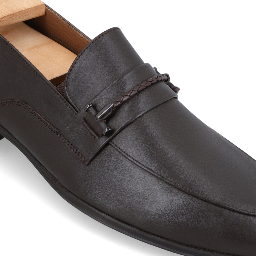 Twisted Rope Buckled Loafers - Brown