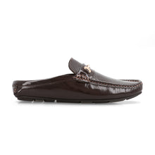 Load image into Gallery viewer, Snake Embossed Half Moccasins-Brown