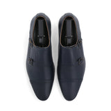 Double Monk Strap Loafers-Navy