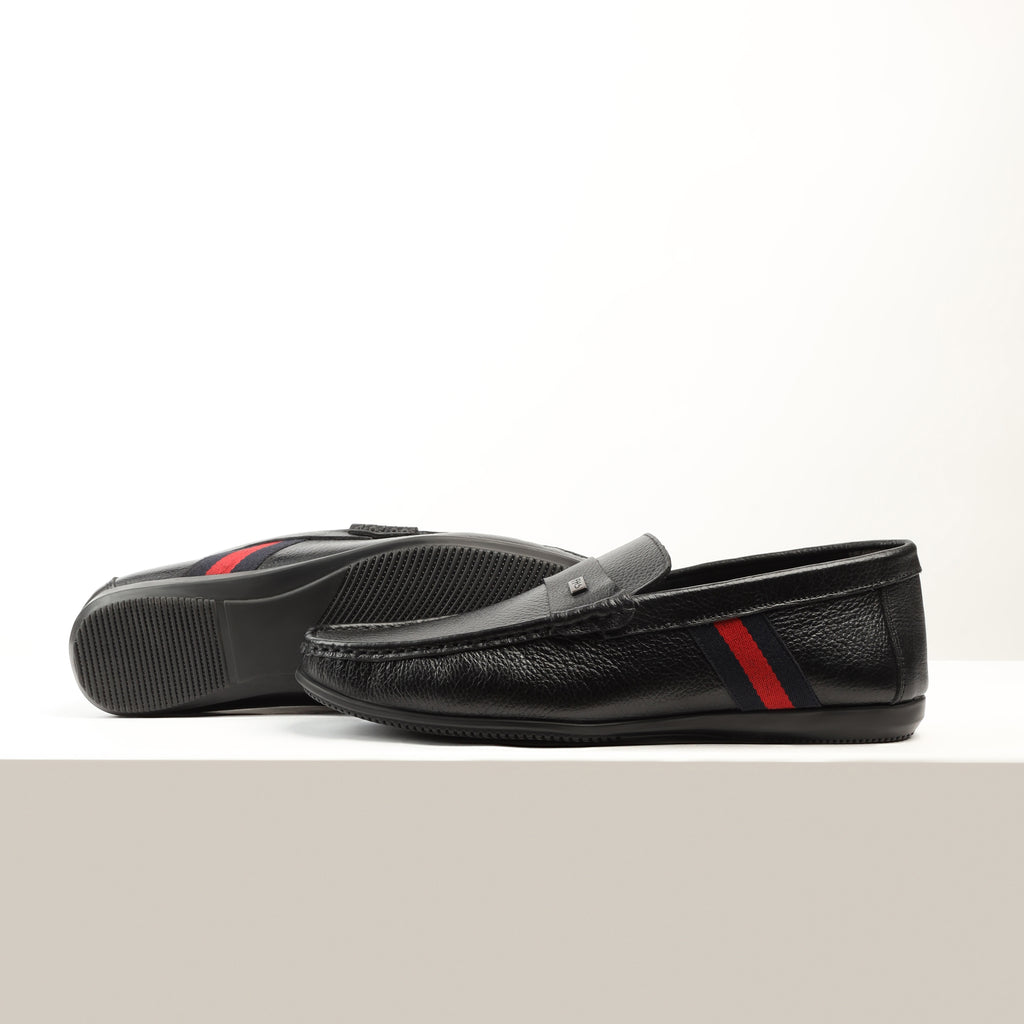 Classic Band-Strapped Moccasins-Black