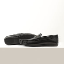 Load image into Gallery viewer, Strapped Black Moccasins