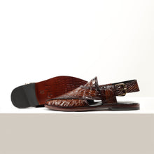 Load image into Gallery viewer, Two-Tone Croc-Embossed Peshawari Sandals-Brown