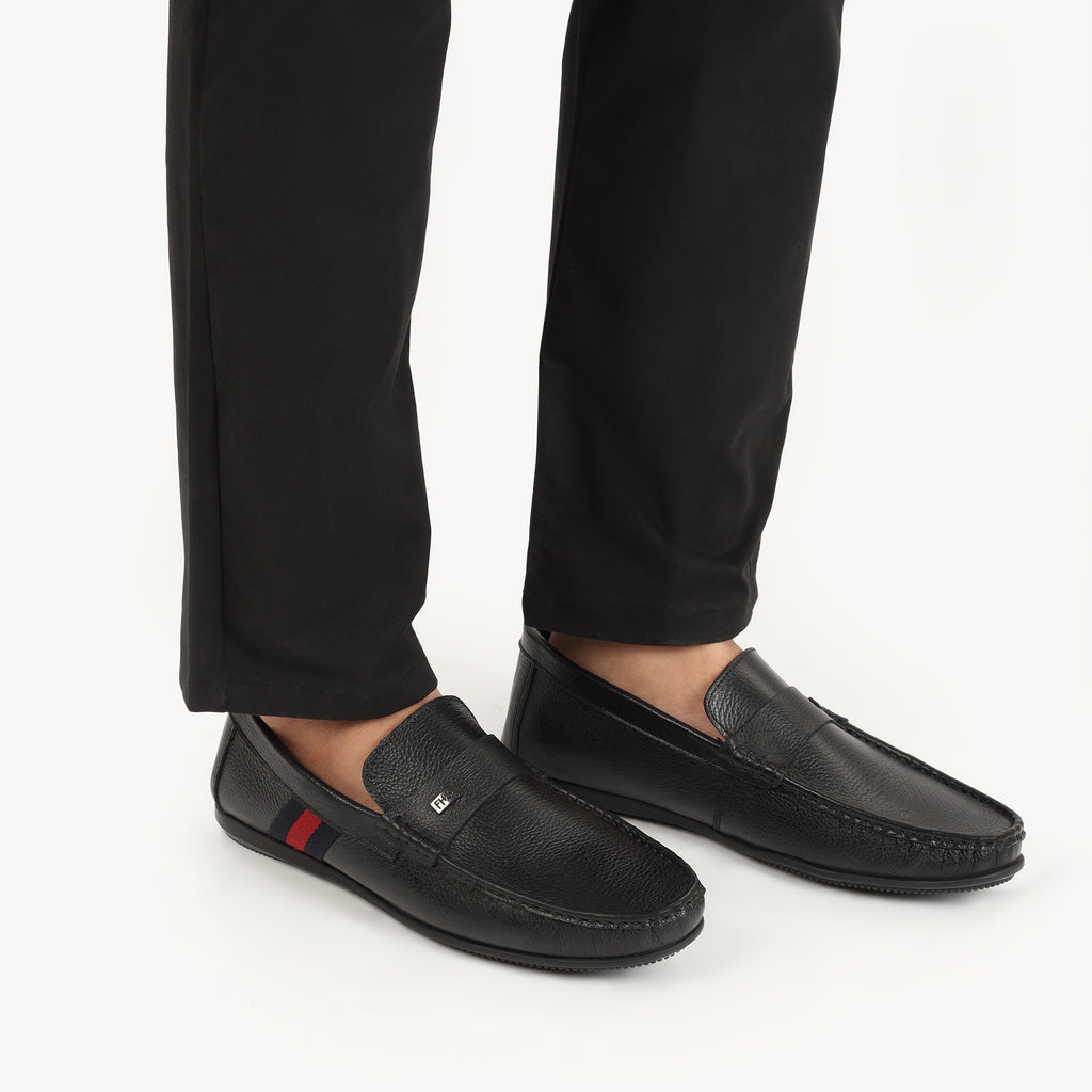 Classic Band-Strapped Moccasins-Black