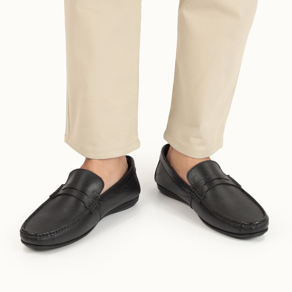 Penny Strapped Moccasins-Black