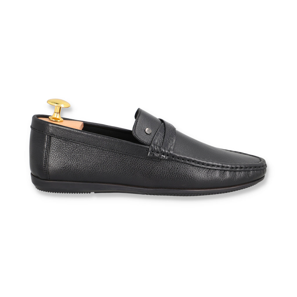 Classic Cross Stripped Moccasins - Black