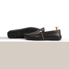 Load image into Gallery viewer, FHS Logo &amp; Strip Moccasins - Brown