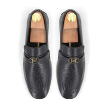 Load image into Gallery viewer, Bold Croc-Embossed Loafers - Black