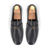 Bold Croc-Embossed Loafers - Black