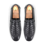 Weaved Patterned Loafers - Black