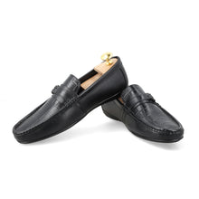 Load image into Gallery viewer, Croc-Embossed Moccasins - Black