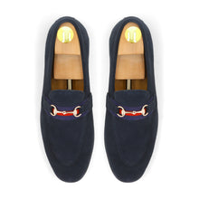 Load image into Gallery viewer, Suede Strapped Loafers - Navy