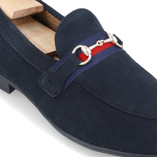 Load image into Gallery viewer, Suede Strapped Loafers - Navy