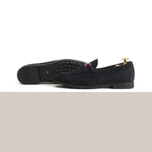 Load image into Gallery viewer, Suede Strapped Loafers - Navy