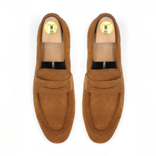 Load image into Gallery viewer, Suede Modern Penny Loafers - Tan