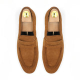 Suede Modern Penny Loafers - Tan