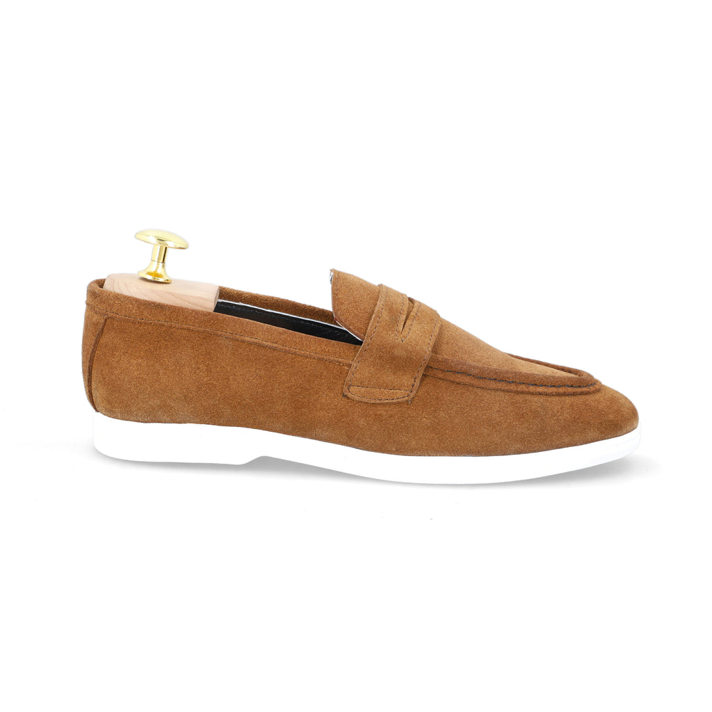 Suede Modern Penny Loafers - Tan