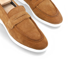 Load image into Gallery viewer, Suede Modern Penny Loafers - Tan