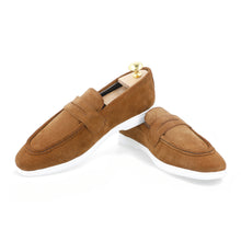 Load image into Gallery viewer, Suede Modern Penny Loafers - Tan