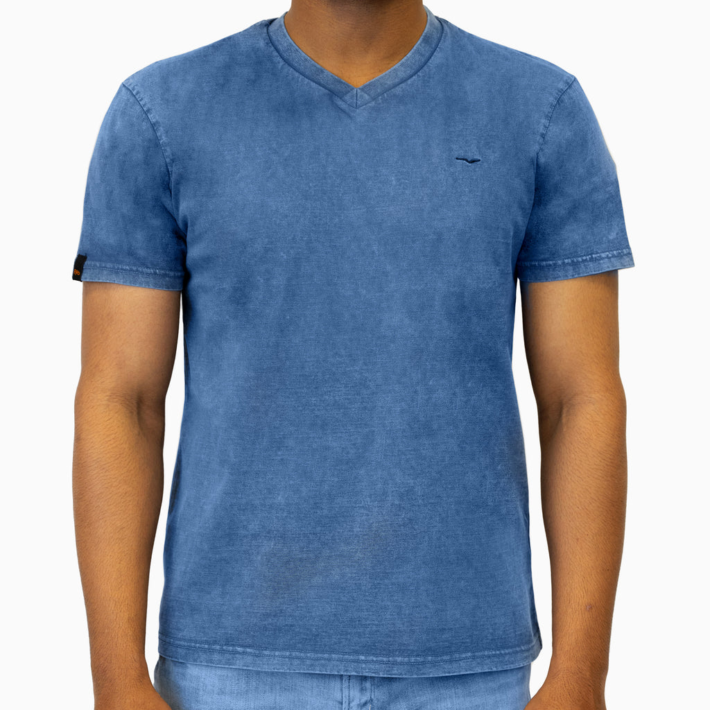 Acid Wash Light Blue V-Neck