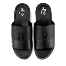 Load image into Gallery viewer, Dot Embossed Tassle Slippers-Black