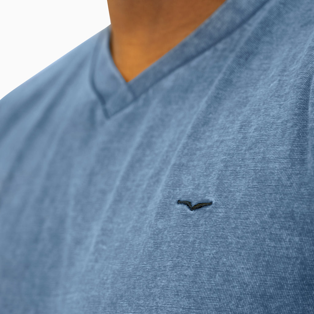 Acid Wash Light Blue V-Neck