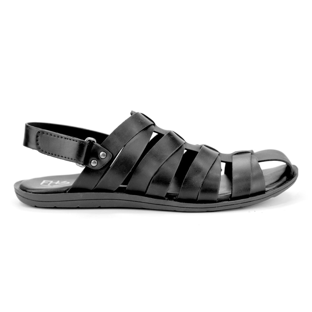 Dot Embossed Sandals-Black