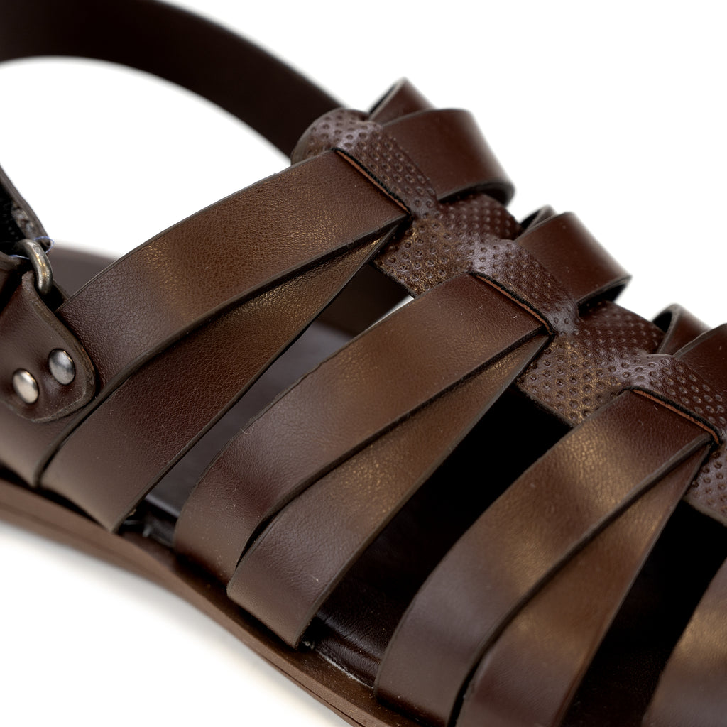 Dot Embossed Sandals-Brown