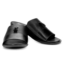Load image into Gallery viewer, Dot Embossed Tassle Slippers-Black