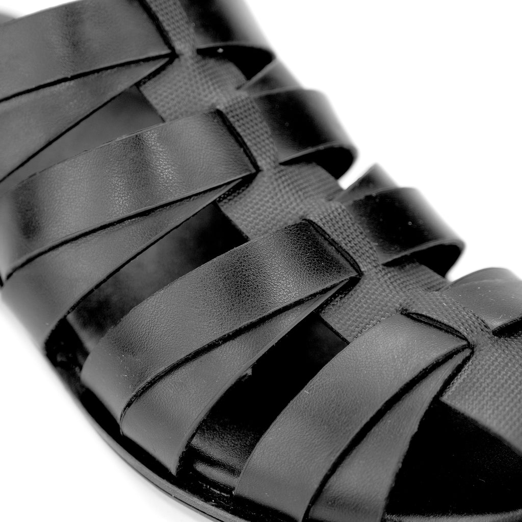 Dot Embossed Sandals-Black